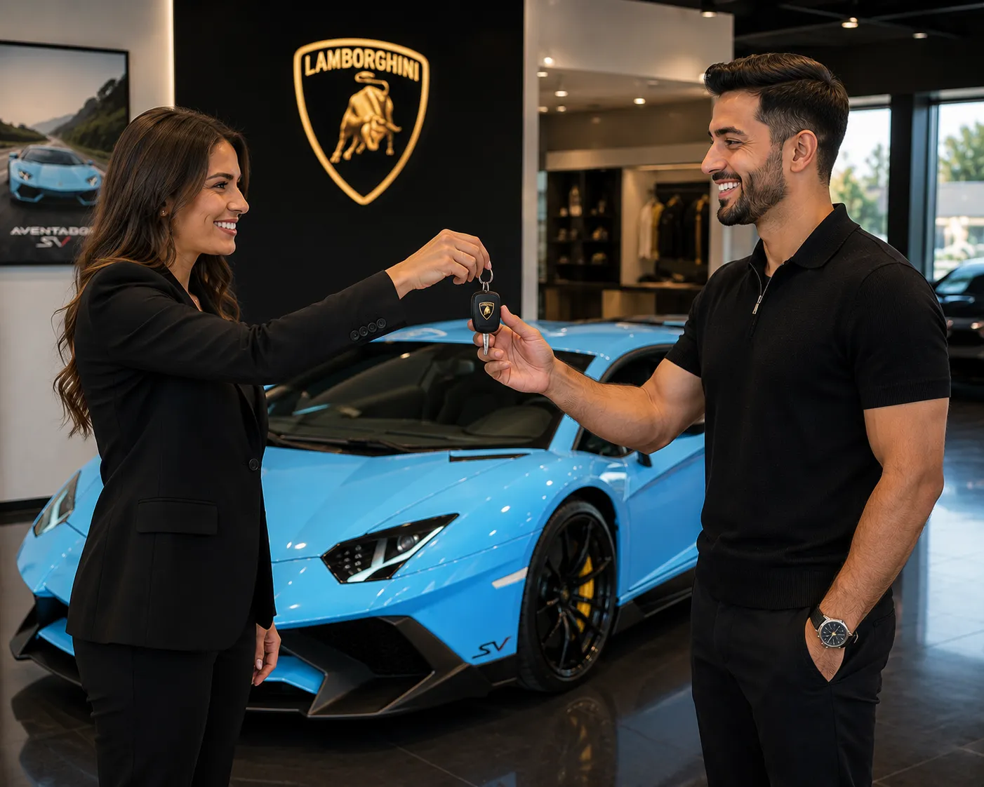 Happy Customer Hiring A Car